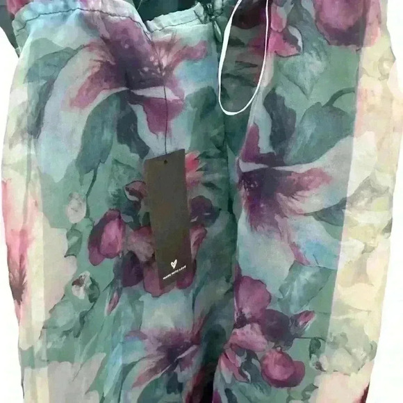 NWT Lulus Garden of Glamour Green Floral One-Shoulder Maxi Dress Cocktail Small - Picture 12 of 15